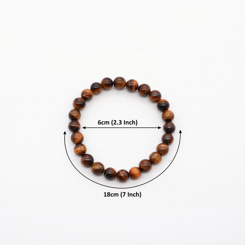 ROLIMOLI Premium Natural Tiger Eye Bracelet | 8mm Crystal Beads | Confidence & Protection-Inspired Gemstone Jewelry | Unisex Stretch Bracelet for Men & Women